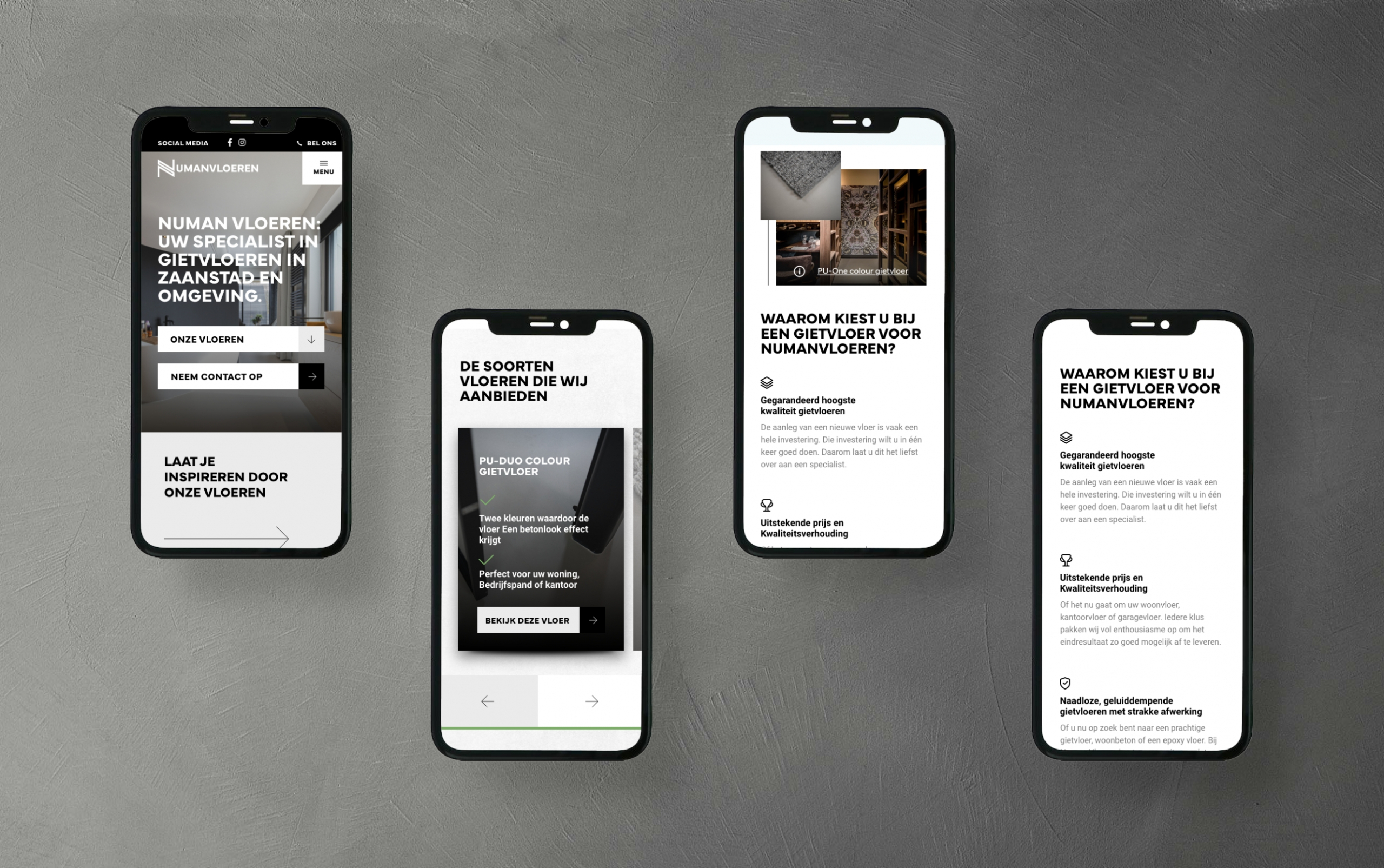 mobiele website ontwerp voor vloerbedrijf